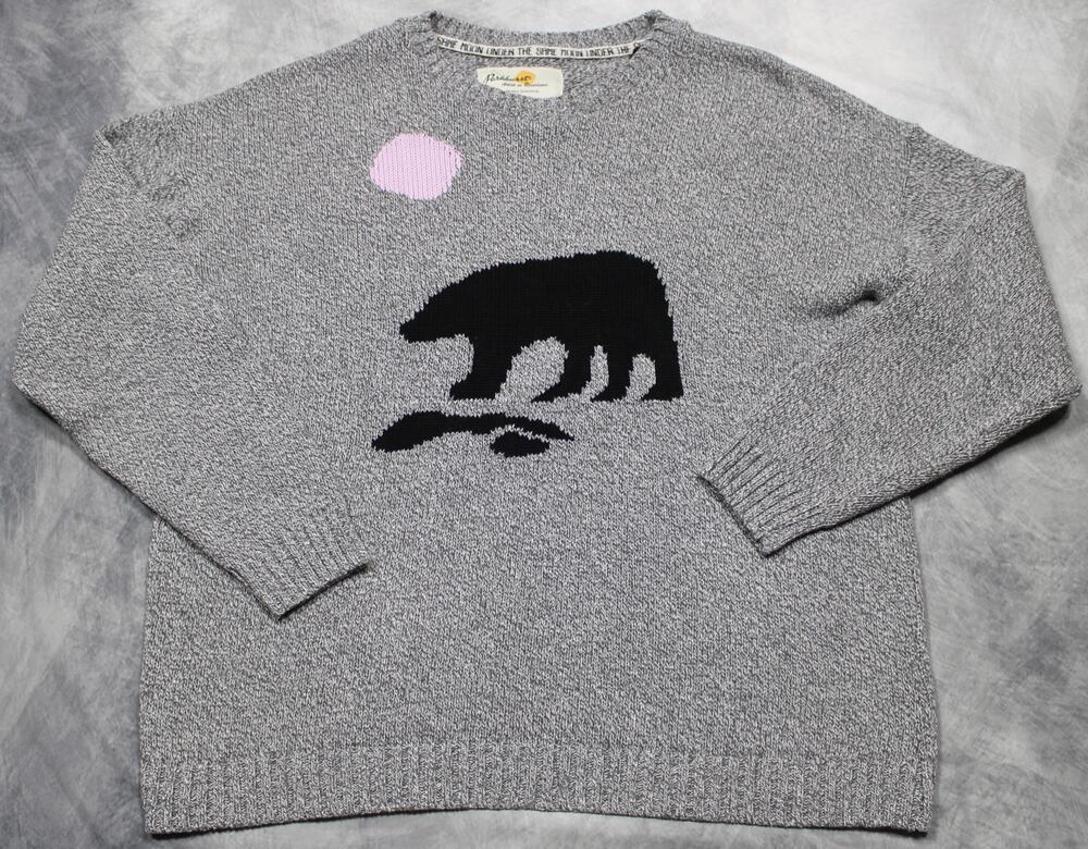 Parkhurst Sweater Womens XL Gray Polar Bear Graphic Knit Pullover Moon